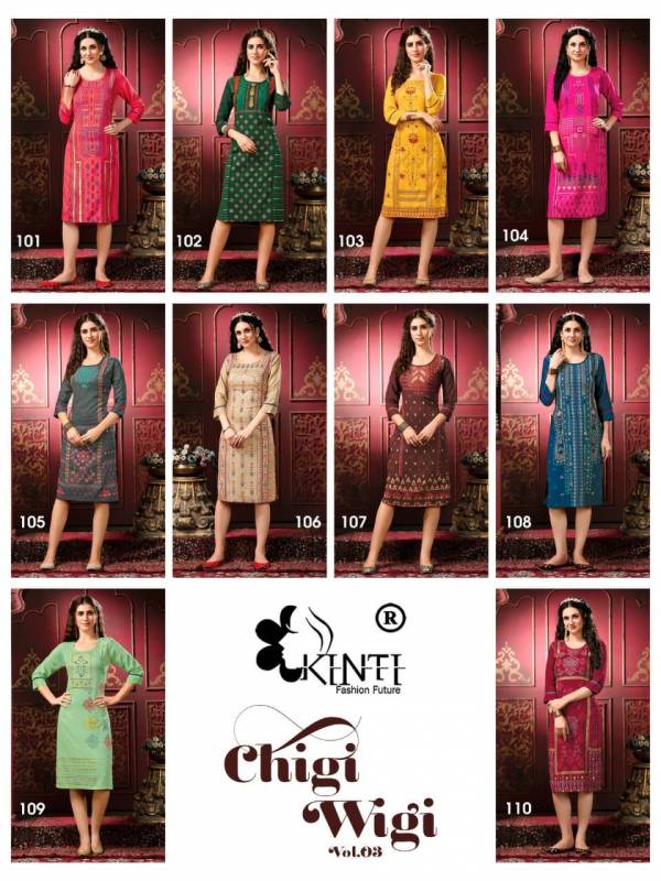 Kinti Chigi Wigi 3 Fancy Casual Wear Rayon Designer Printed Kurti Collection